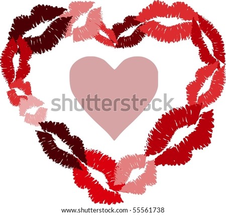 love heart kisses. stock vector : Love Heart