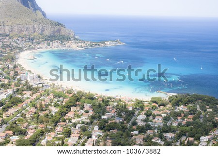 Coastal landscape, mountain, beach and sea