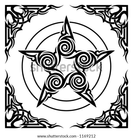 pentagram tattoos. stock vector : ornament tribal