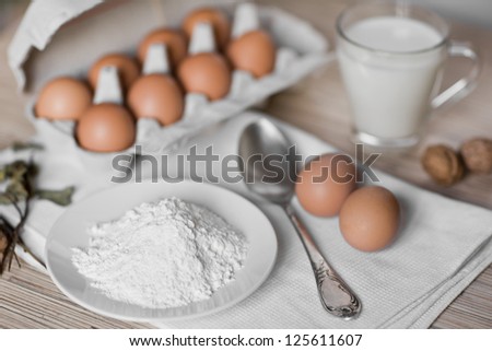 Flour, eggs, milk