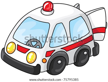 stock photo raster version Illustration of a white ambulance car
