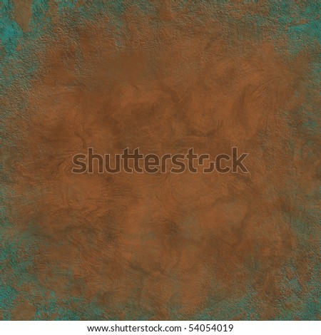seamless brass copper bronze texture with green patina frame and empty place for your text or image