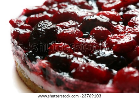 Surface of mixed berry tart. Sweet food with berry fruits