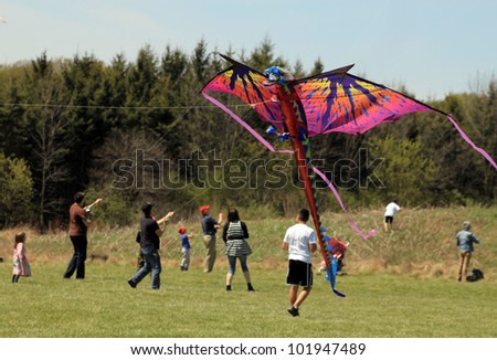 KORTRIGHT CENTER Ã¢Â?Â? MAY 06:  Four Winds Spring Kite Festival in May 06 2012 in Kortright Center in Ontario, Canada. Annual international  festival features participants, viewers and community groups.