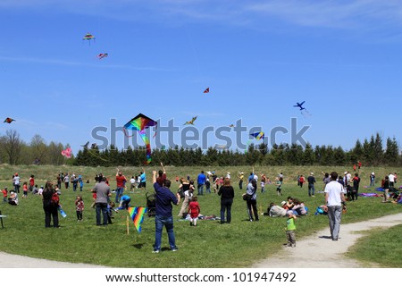 KORTRIGHT CENTER Ã¢Â?Â? MAY 06:  Four Winds Spring Kite Festival in May 06 2012 in Kortright Center in Ontario, Canada. Annual international  festival features participants, viewers and community groups.