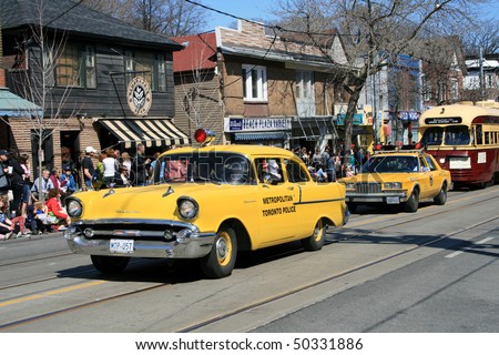 TORONTO, CANADA - APRIL 4: Antic police cars take part in an annual Easter Parade 2010 April 4, 2010 in Toronto, Canada.