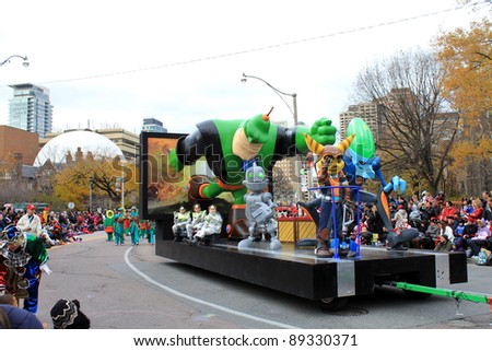 TORONTO - NOVEMBER 20: Play station at 107th Annual Santa Claus Parade, which  entertained thousands of visitors this year on November 20, 2011 in Toronto, Canada.
