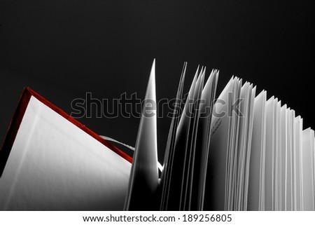 Low key opened book with red border