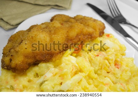 traditional salad with breaded meat