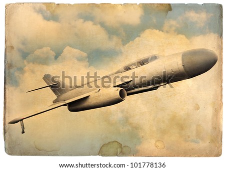 Retro aviation, old jet fighter