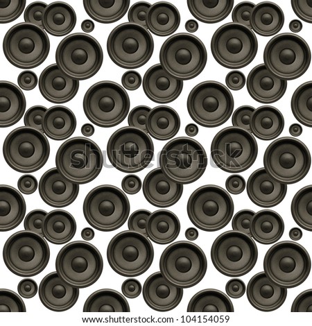 Music background, audio speakers seamless pattern on white