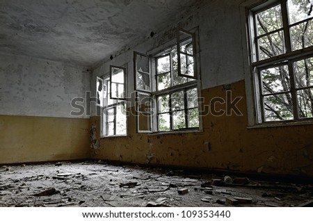 Abandoned dark room interior