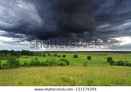 Countryside landscape, stormy weather