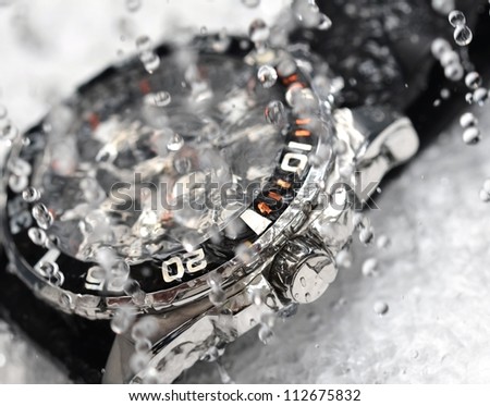 luxury watch, chronograph in water
