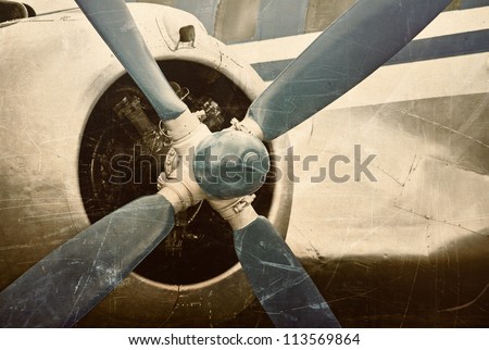 Old aircraft engine close up