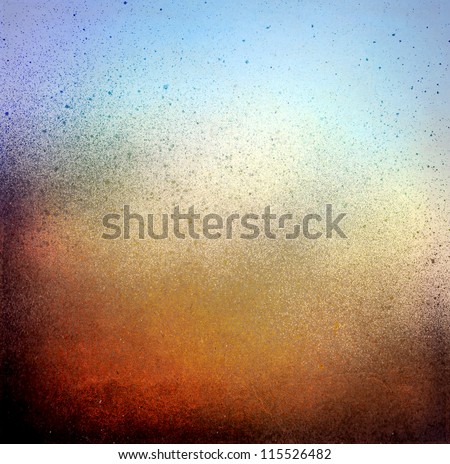 Grunge splatter paint background, blue and brown color texture