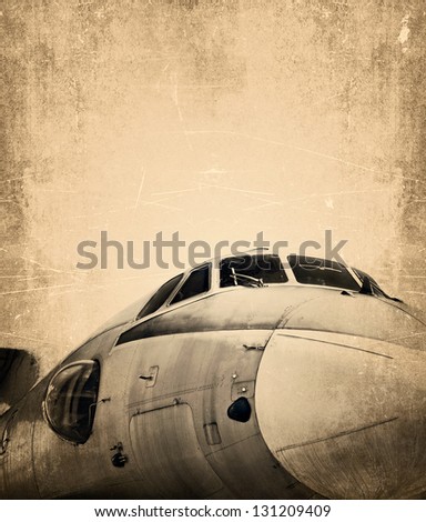 Old aircraft, grunge background