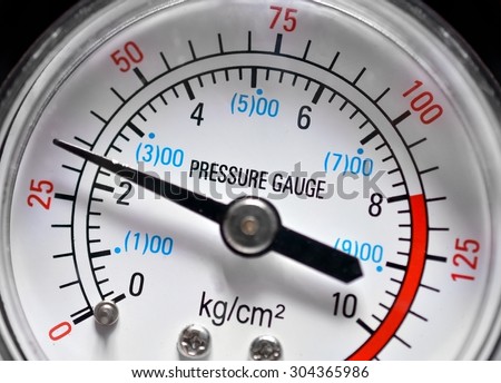 Pressure gauge, manometer closeup