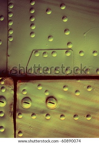 Grunge dirty texture, brown scratched metal plate, background, riveted metal plate