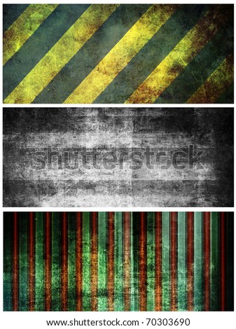 Grunge banners set, colorful stripes
