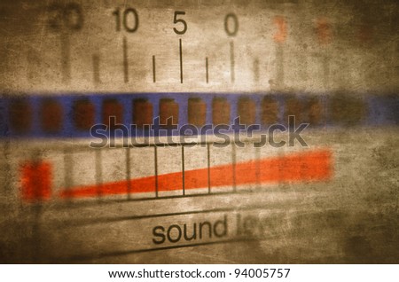 Sound level meter, grunge background