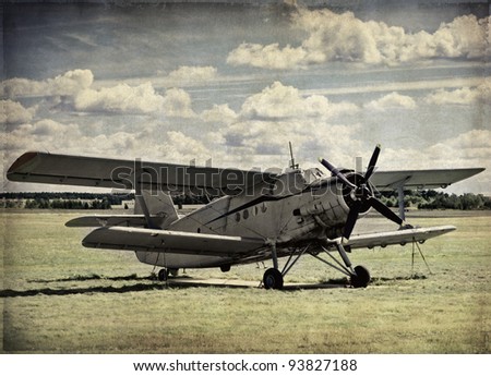Old aircraft vintage background, retro aviation
