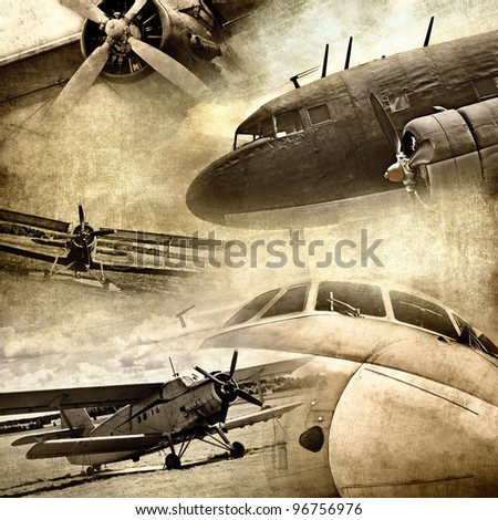 Retro aviation, grunge background
