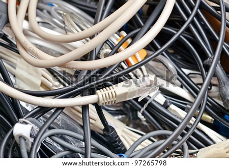 Computer cables close up