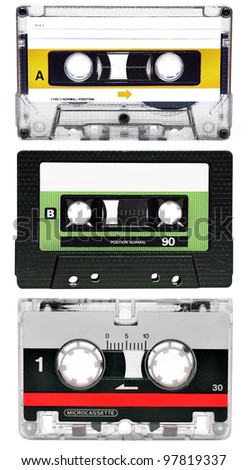 Audio cassettes isolated on white, set