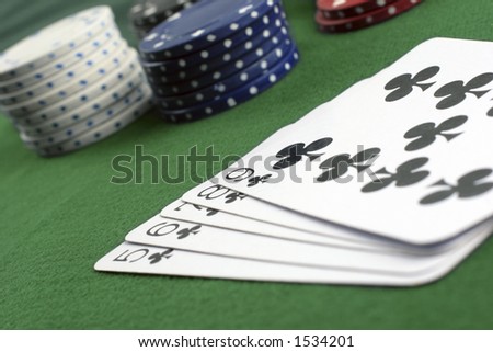 gambling chips on gaming table