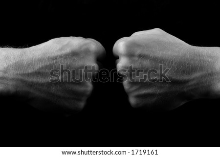 clenched tense fists