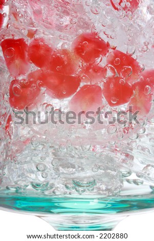 pomegranate fruit cocktail with garnish in stemmed fancy glass