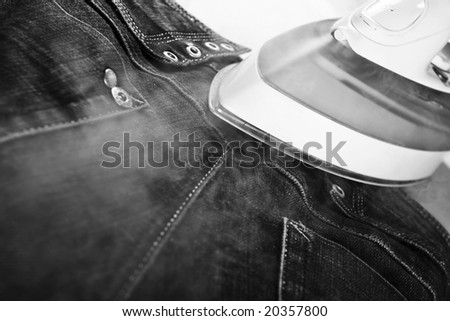 steam iron and jeans