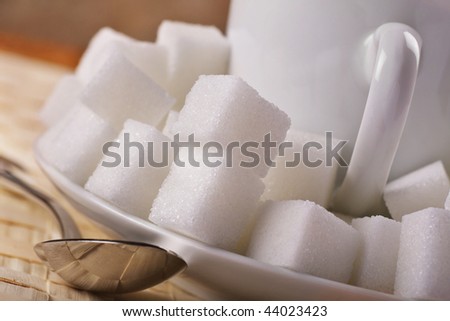 tea or coffee drink with lots of sugar cubes.