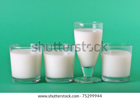 Refreshing glasses of milk with odd one out glass