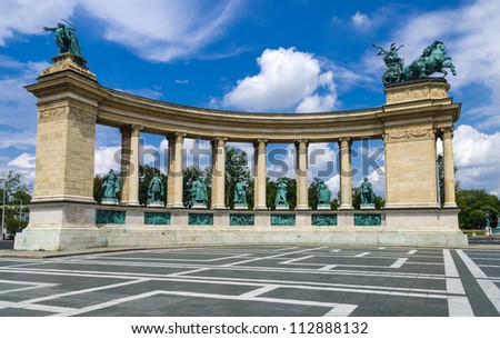 Heroes\' Square is one of the major attraction of Budapest, with the past kings of Hungary.