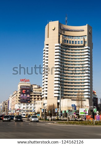 BUCHAREST - MARCH 19. Intercontinental Hotel in 19th March 2012, Bucharest, Romania. InterContinental is a five star hotel situated near University Square, with unique panorama over the city.