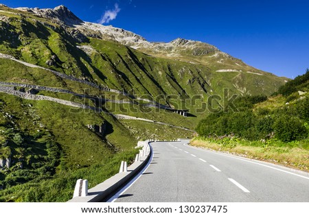 Furka Pass (elevation 2429 m.) is a high mountain pass in the Swiss Alps, Switzerland.