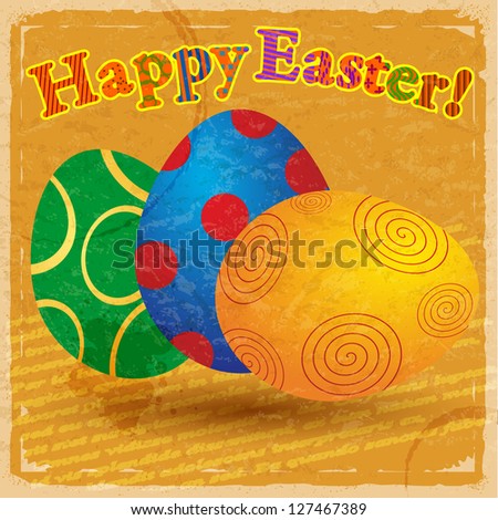 Vintage card with a picture of Easter eggs