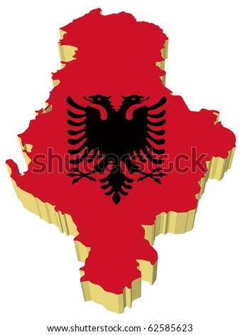 stock vector : vectors 3D map of Albania