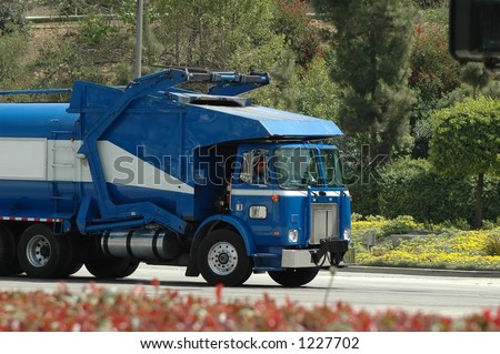 blue trash truck-front loader