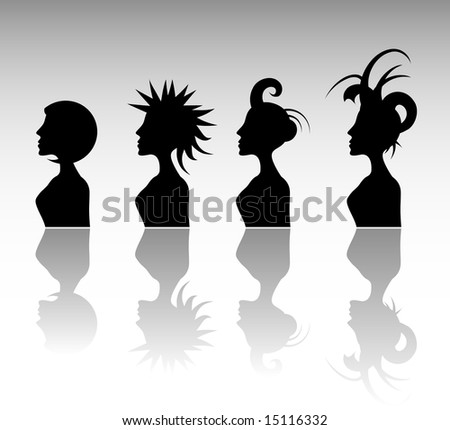 stock vector : Funky Hairstyle Set 1.