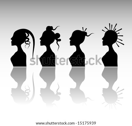 stock vector : Funky Hairstyle Set 6.