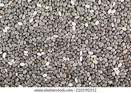 Food texture of healthy dried chia seeds.