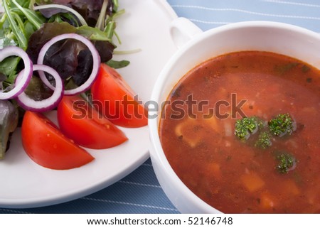 Minestrone soup and side salad