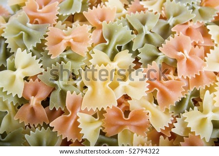 Farfalle (bow tie) pasta full frame.