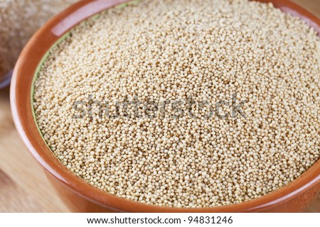 Healthy amaranth grain, a staple food of the Aztecs and becoming popular as a health food.