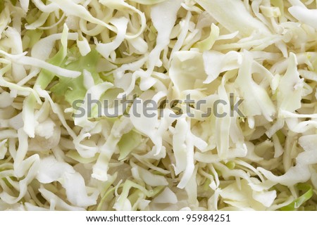 Close up of shredded green cabbage, perfect for food background or texture