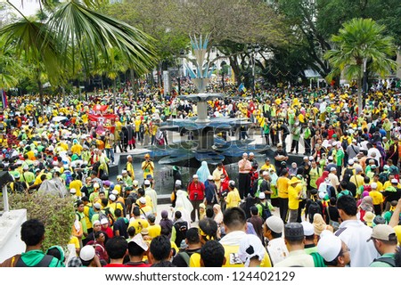 KUALA LUMPUR, MALAYSIA - JAN 12:  assembly of the people organized by NGO and fair election on january 12, 2013 in National Mosque, Kuala Lumpur, Malaysia.