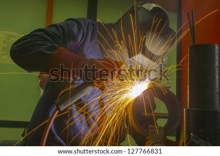 welder at work on indoor location